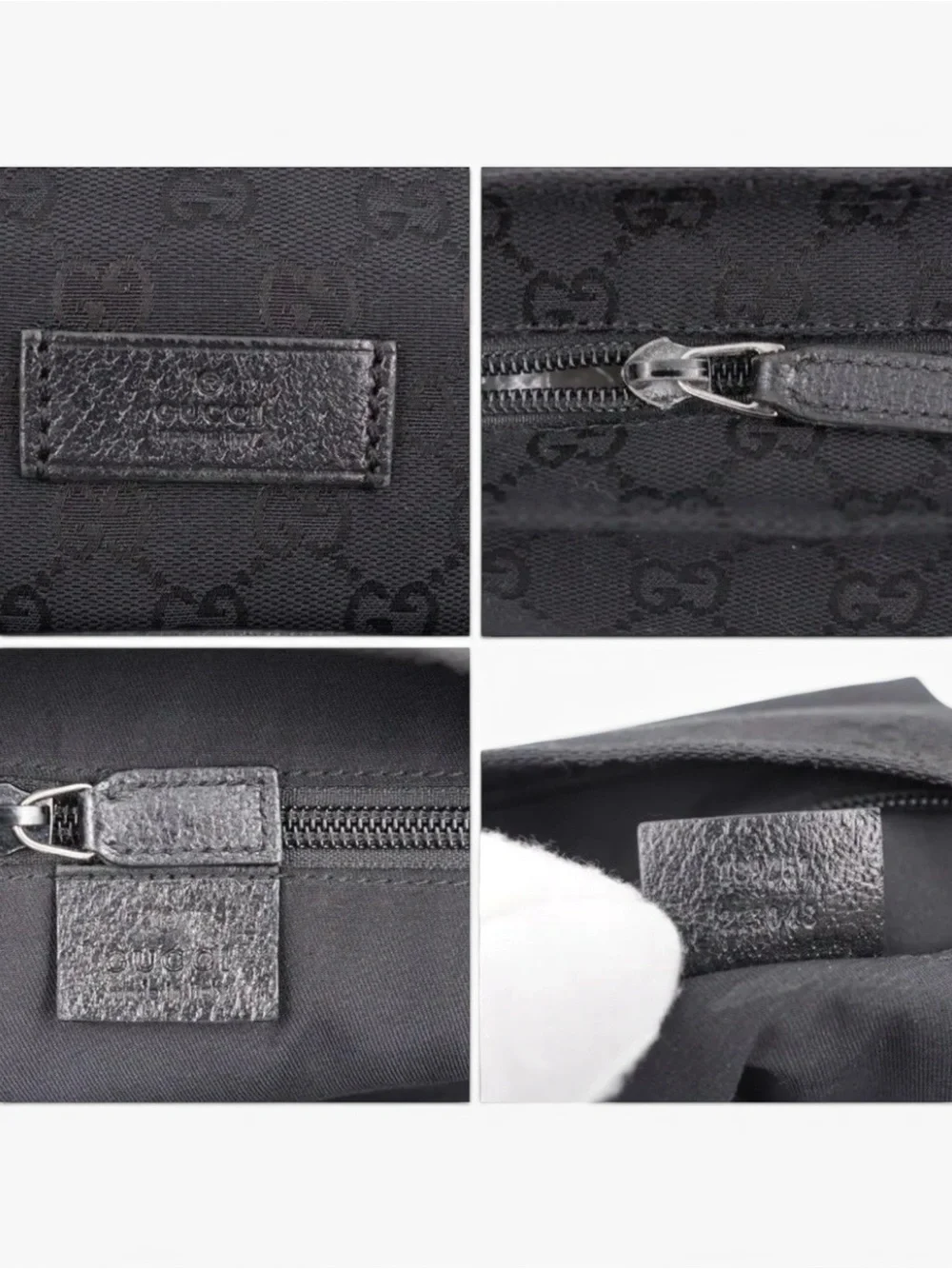 Gucci Black Canvas Messenger Bag with Green-Red Web Strap